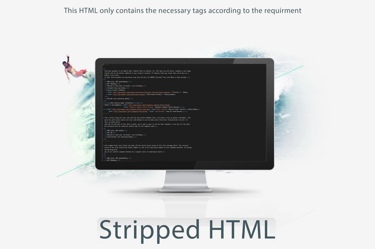 Stripped HTML of Bra Products